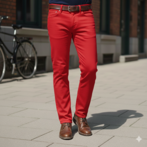 デニムパンツ（赤）#1234-5693